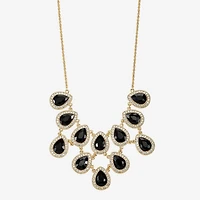 Monet Jewelry Gold Tone Halo Womens Black 18 Inch Statement Necklace