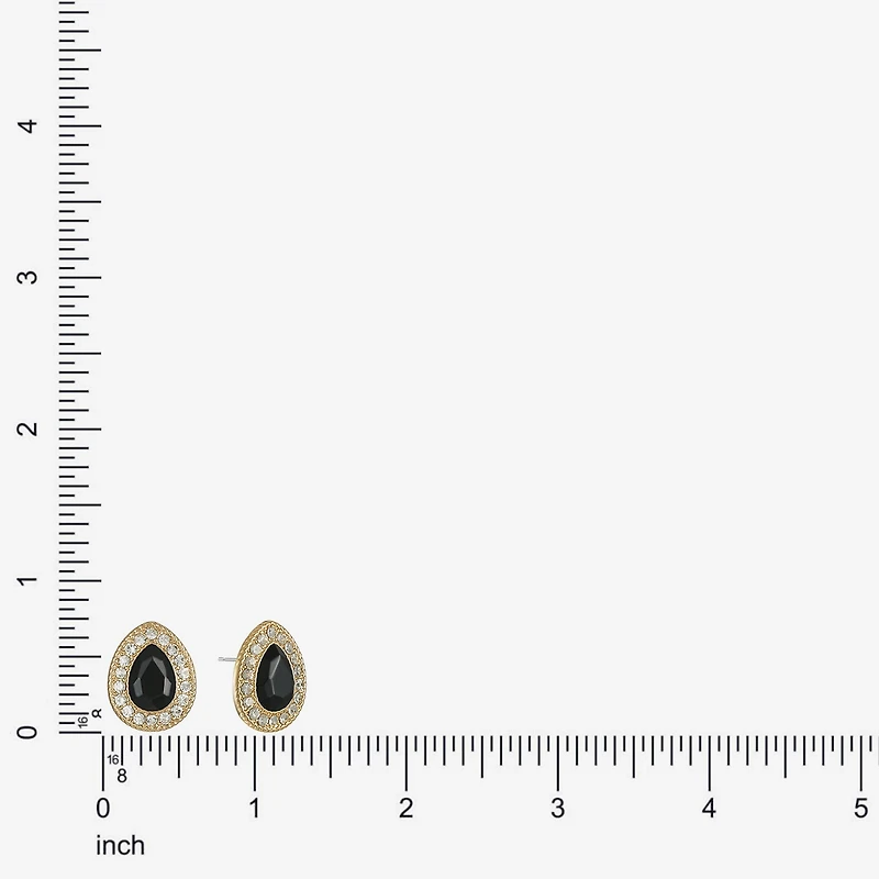 Monet Jewelry Gold Tone Halo Black Glass 17mm Stud Earrings