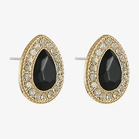 Monet Jewelry Gold Tone Halo Black Glass 17mm Stud Earrings