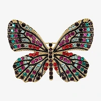 Monet Jewelry Gold Tone Monarch Multi Color Glass Pin