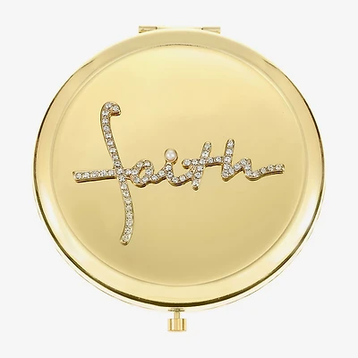 Monet Jewelry Gold Tone Faith Gold Tone Compact Mirror