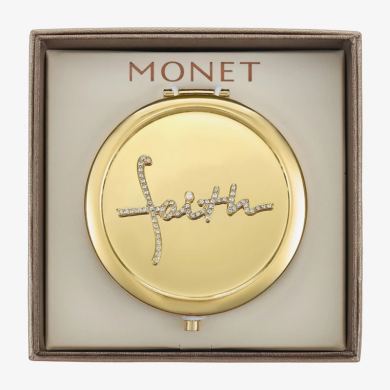 Monet Jewelry Gold Tone Faith Gold Tone Compact Mirror