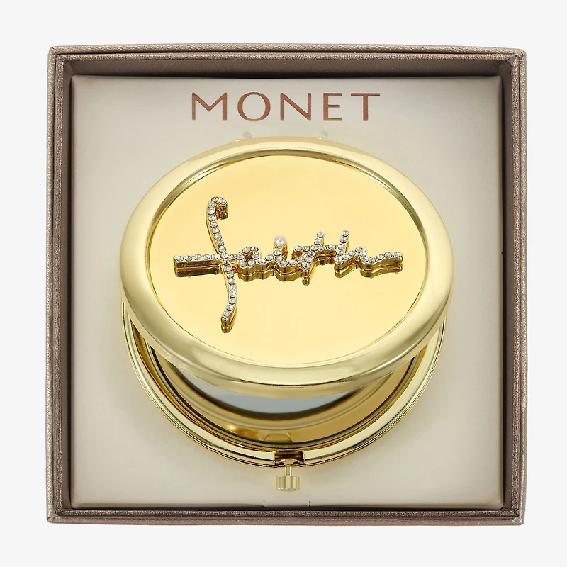 Monet Jewelry Gold Tone Faith Gold Tone Compact Mirror