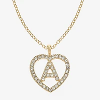 Monet Jewelry Gold Tone Initial Pendant Necklace & Stud Earring Womens Glass Heart 2-pc. Set