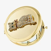 Monet Jewelry Gold Tone Cat Clear Gold Tone Compact Mirror