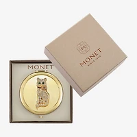 Monet Jewelry Gold Tone Cat Clear Gold Tone Compact Mirror
