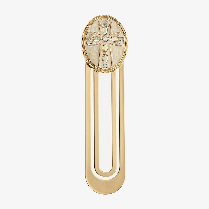 Monet Jewelry Gold Tone White Cross Bookmark
