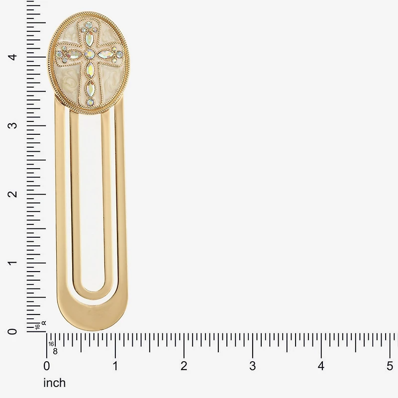 Monet Jewelry Gold Tone White Cross Bookmark