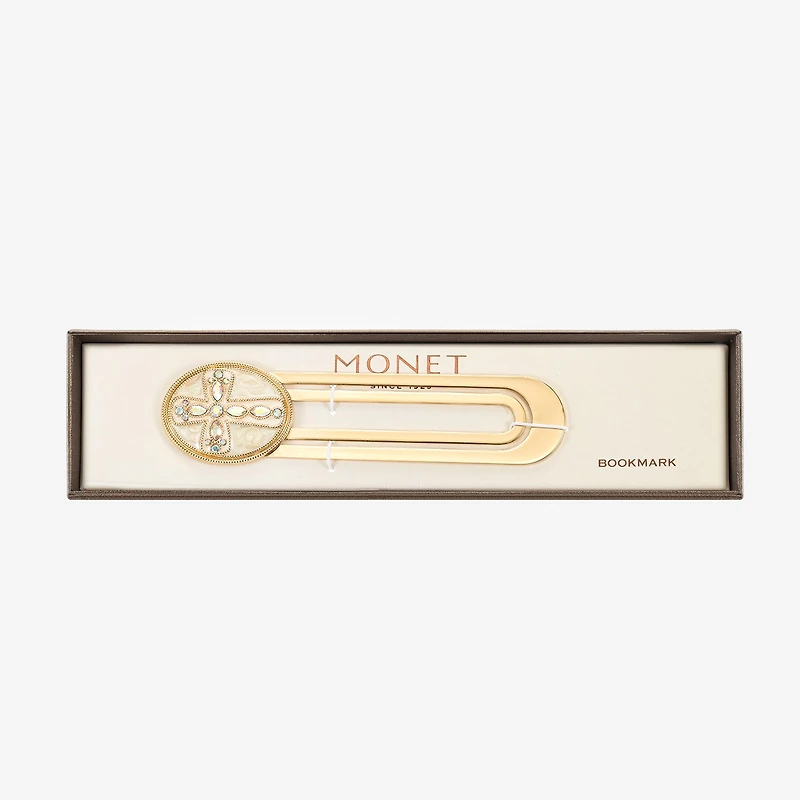 Monet Jewelry Gold Tone White Cross Bookmark