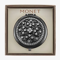 Monet Jewelry Grey Tone Filagree Gray Compact Mirror