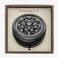 Monet Jewelry Grey Tone Filagree Gray Compact Mirror