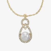 Monet Jewelry Gold Tone Pendant Necklace & Drop Earring Womens Glass Simulated Pearl 2-pc. Jewelry Set