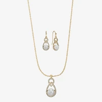 Monet Jewelry Gold Tone Pendant Necklace & Drop Earring Womens Glass Simulated Pearl 2-pc. Jewelry Set