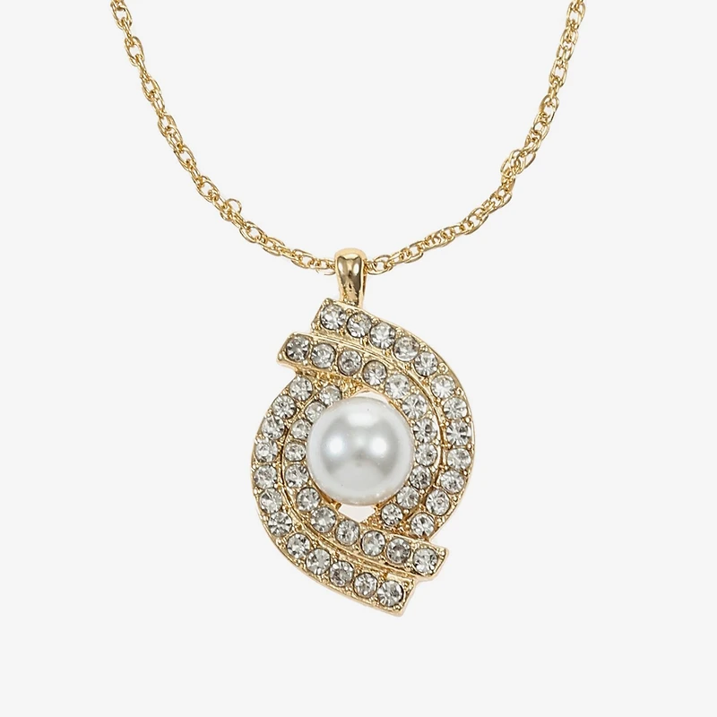 Monet Jewelry Gold Tone Pendant Twist Necklace & Stud Earring Womens Glass Simulated Pearl 2-pc. Jewelry Set