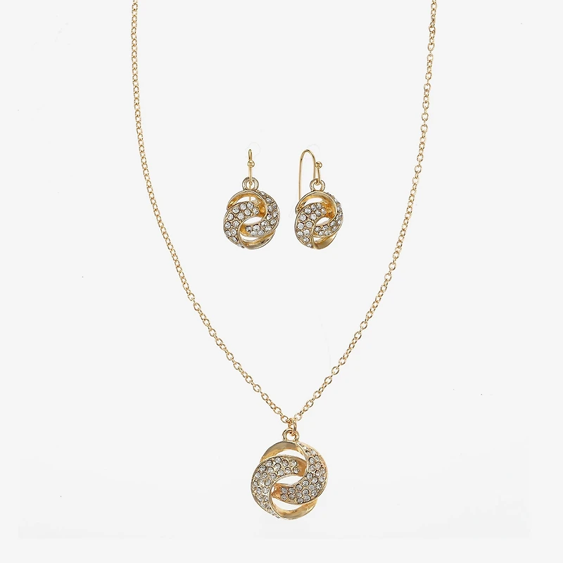 Monet Jewelry Gold Tone Pendant Necklace & Drop Earring Womens Glass Round 2-pc. Jewelry Set