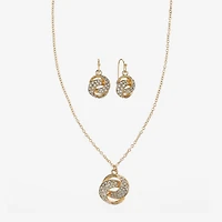 Monet Jewelry Gold Tone Pendant Necklace & Drop Earring Womens Glass Round 2-pc. Jewelry Set