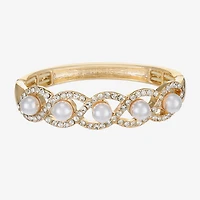 Monet Jewelry Gold Tone Twist Womens Glass Simulated Pearl Stretch Bracelet