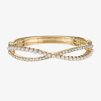 Monet Jewelry Gold Tone Twist Womens Glass Simulated Pearl Stretch Bracelet