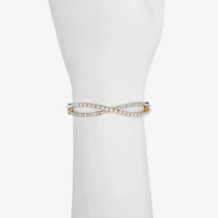 Monet Jewelry Gold Tone Twist Womens Glass Simulated Pearl Stretch Bracelet