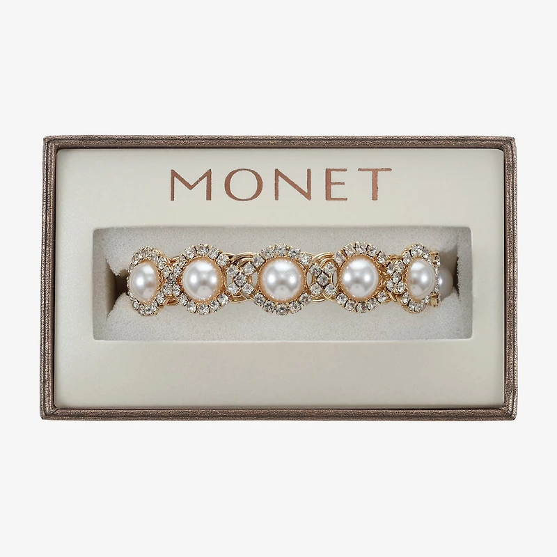 Monet Jewelry Gold Tone Halo Coil Womens Glass Wrap Bracelet