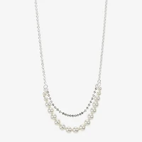 Monet Jewelry Timeless Silver Tone Frontal Womens Glass 16 Inch Strand Necklace