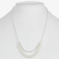 Monet Jewelry Timeless Silver Tone Frontal Womens Glass 16 Inch Strand Necklace