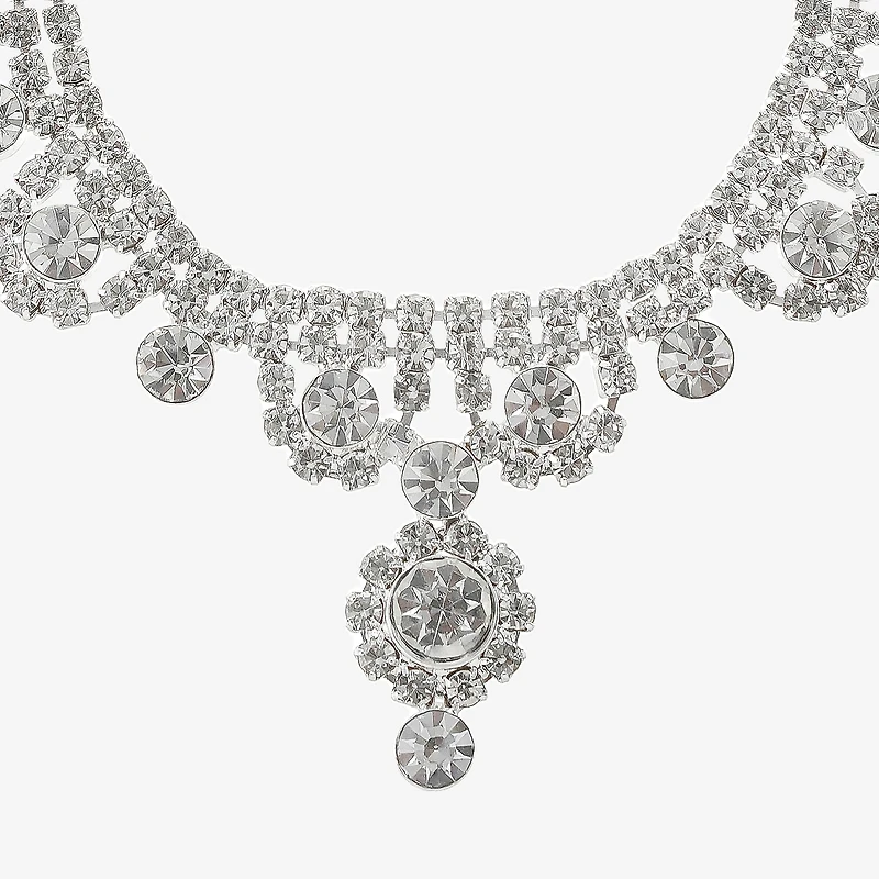 Monet Jewelry Timeless Silver Tone Womens Glass 17 Inch Y Necklace