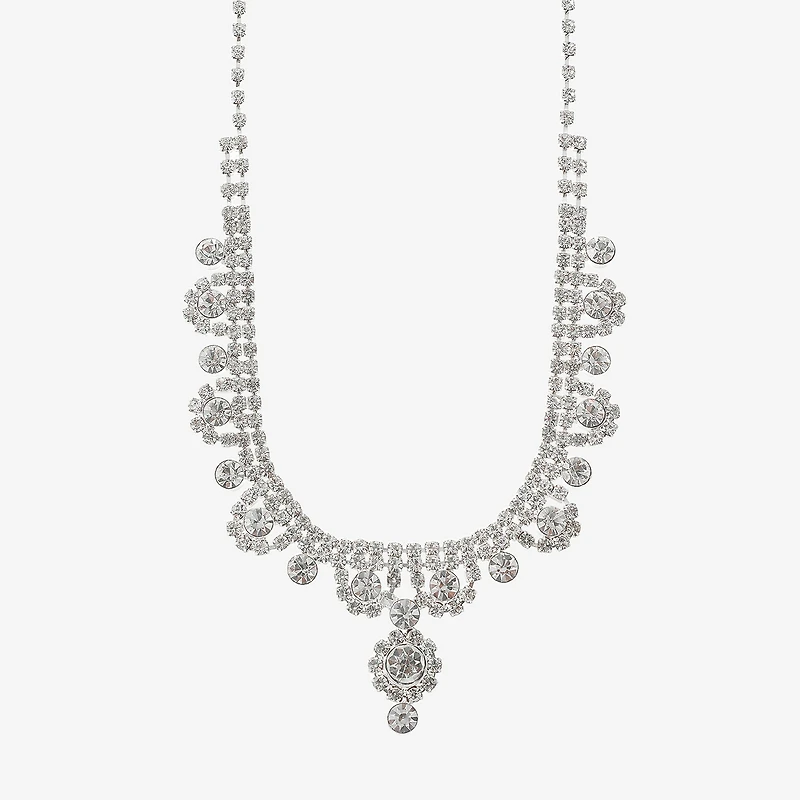 Monet Jewelry Timeless Silver Tone Womens Glass 17 Inch Y Necklace