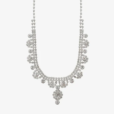 Monet Jewelry Timeless Silver Tone Womens Glass 17 Inch Y Necklace