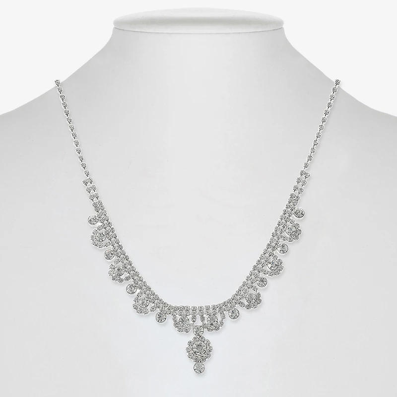 Monet Jewelry Timeless Silver Tone Womens Glass 17 Inch Y Necklace