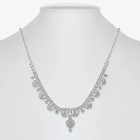 Monet Jewelry Timeless Silver Tone Womens Glass 17 Inch Y Necklace