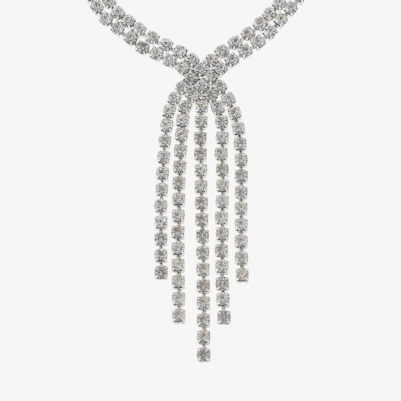 Monet Jewelry Timeless Silver Tone Tassel Womens Glass 17 Inch Y Necklace