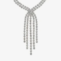 Monet Jewelry Timeless Silver Tone Tassel Womens Glass 17 Inch Y Necklace