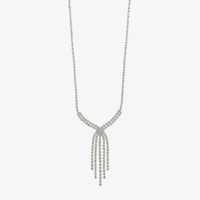 Monet Jewelry Timeless Silver Tone Tassel Womens Glass 17 Inch Y Necklace