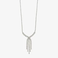 Monet Jewelry Timeless Silver Tone Tassel Womens Glass 17 Inch Y Necklace
