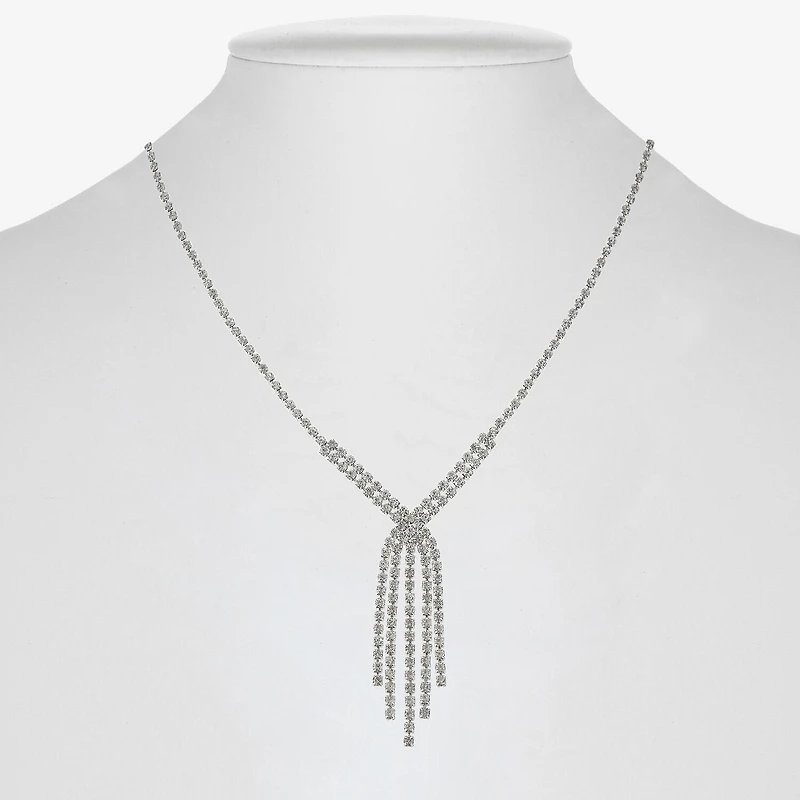 Monet Jewelry Timeless Silver Tone Tassel Womens Glass 17 Inch Y Necklace