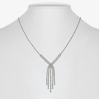 Monet Jewelry Timeless Silver Tone Tassel Womens Glass 17 Inch Y Necklace