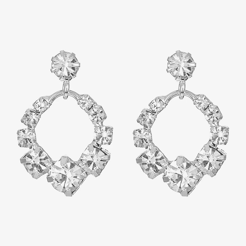 Monet Jewelry Timeless Silver Tone Womens Glass Round Hypoallergenic Drop Earrings