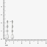 Monet Jewelry Timeless Silver Tone Womens Glass Simulated Pearl Hypoallergenic Drop Earrings