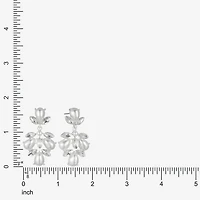 Monet Jewelry Timeless Silver Tone Shaky Womens Glass Simulated Pearl Marquise Hypoallergenic Chandelier Earrings