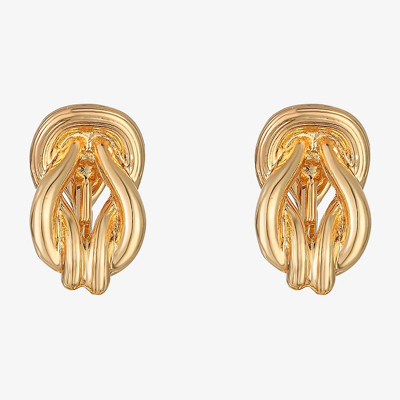 Monet Jewelry Gold Tone Womens Knot Clip On Earrings