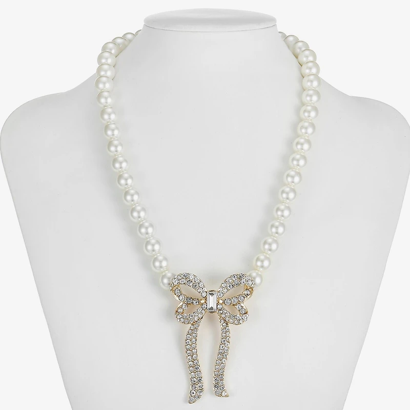 Monet Jewelry Gold Tone Womens Glass 18 Inch Strand Necklace