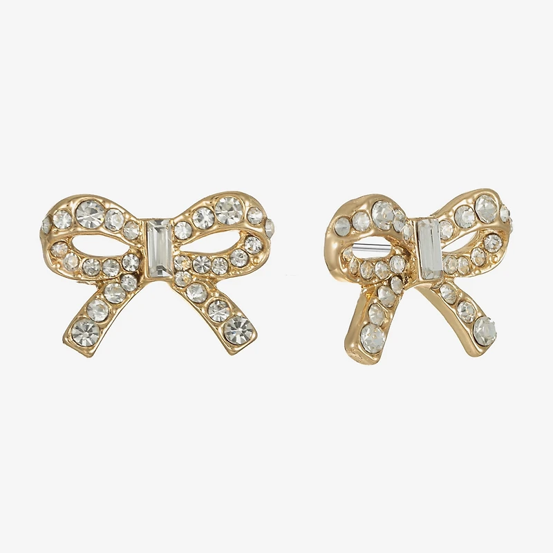 Monet Jewelry Gold Tone Glass 20mm Bow Stud Earrings