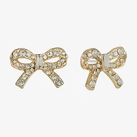 Monet Jewelry Gold Tone Glass 20mm Bow Stud Earrings