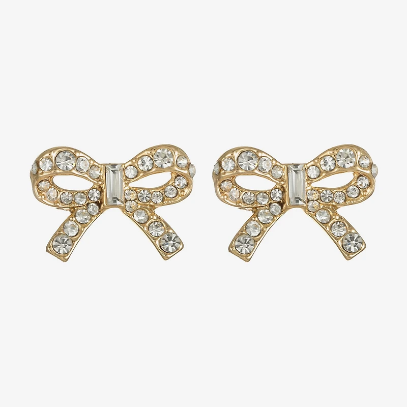 Monet Jewelry Gold Tone Glass 20mm Bow Stud Earrings