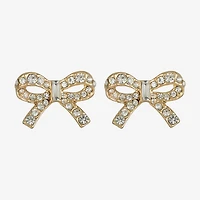 Monet Jewelry Gold Tone Glass 20mm Bow Stud Earrings