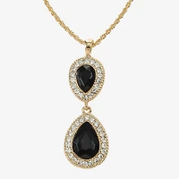 Monet Jewelry Gold Tone Halo Womens Black Glass 17 Inch Pendant Necklace