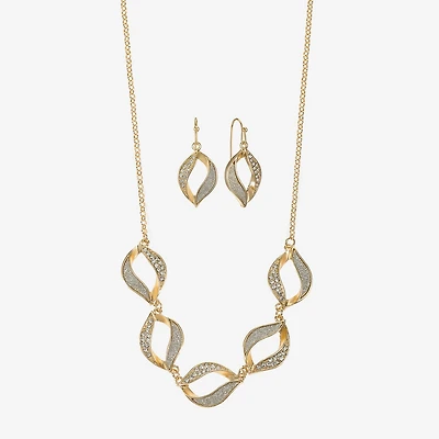 Monet Jewelry Two Tone Twist Collar Frontal Necklaces & Drop Earring Womens Glass 2-pc. Jewelry Set