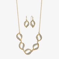 Monet Jewelry Two Tone Twist Collar Frontal Necklaces & Drop Earring Womens Glass 2-pc. Jewelry Set