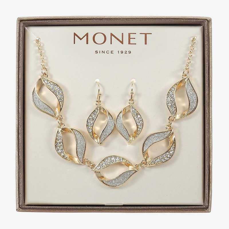 Monet Jewelry Two Tone Twist Collar Frontal Necklaces & Drop Earring Womens Glass 2-pc. Jewelry Set